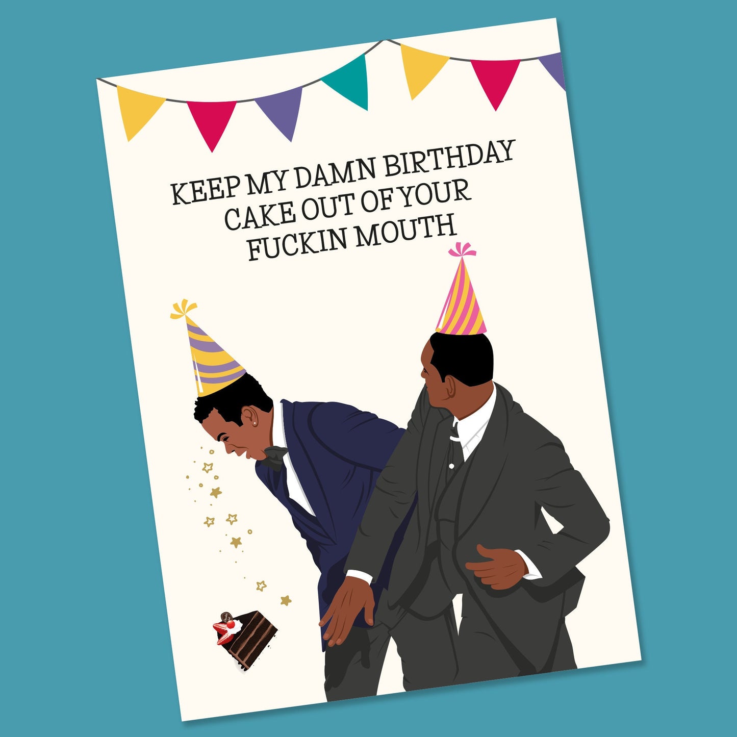 Funny birthday card, will smith slap,  chris rock meme card oscars meme, for him, for her, by gothink creative