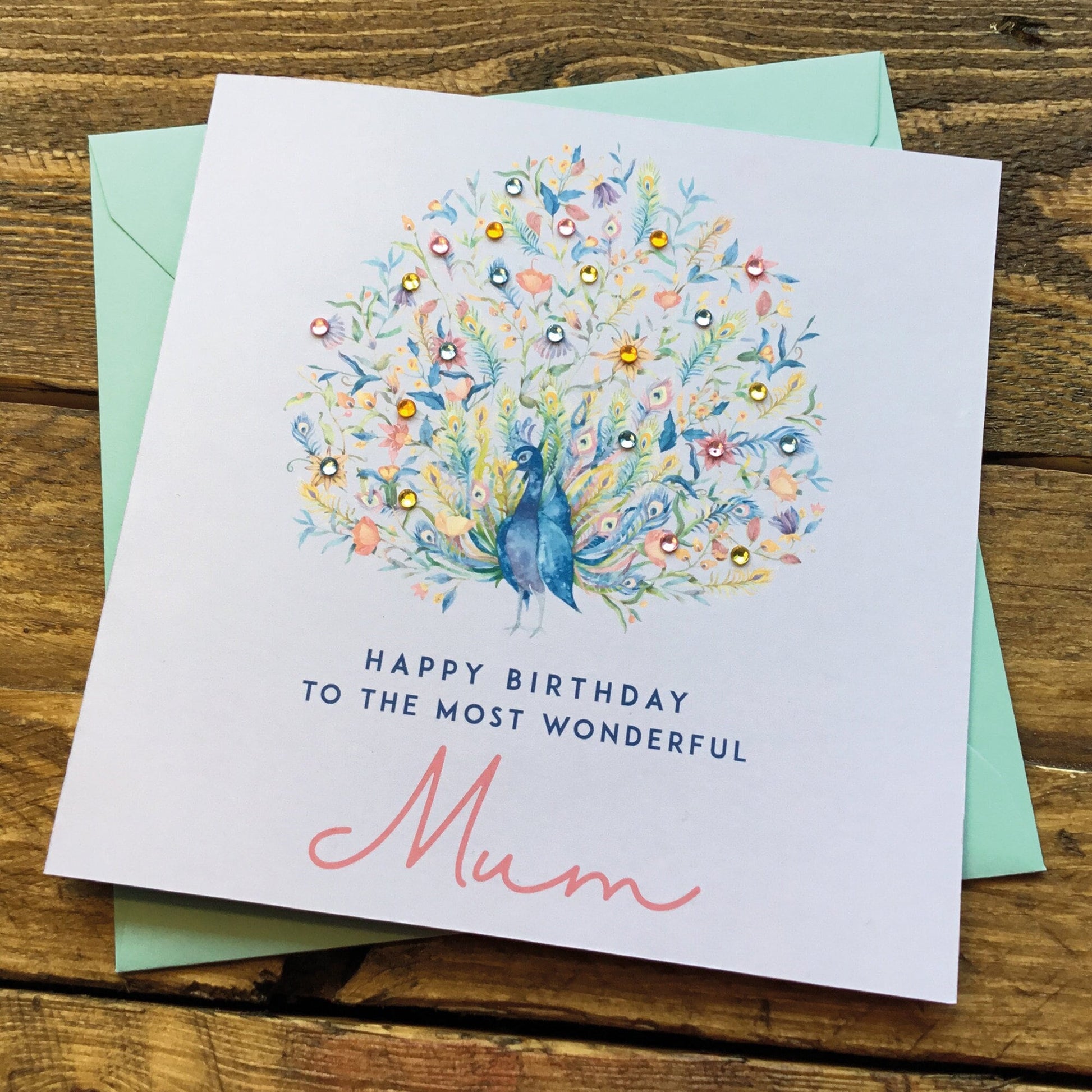 Birthday card for mum, mothers day birthday card for her, personalised birthday card, lilac birthday card for niece, sister jeweled card,