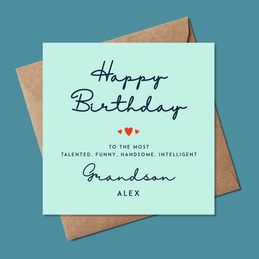 Grandson birthday card, personalised birthday card for grandson, birthday card for grandson