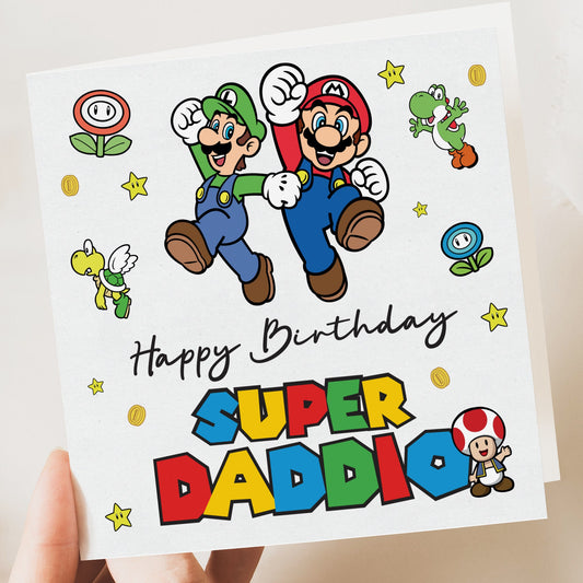 Super Daddio birthday card | Funny Father's Day Card | Funny Card | Fathers Day Card | Fathers Day Gift | Fathers Day Card | Super Mario