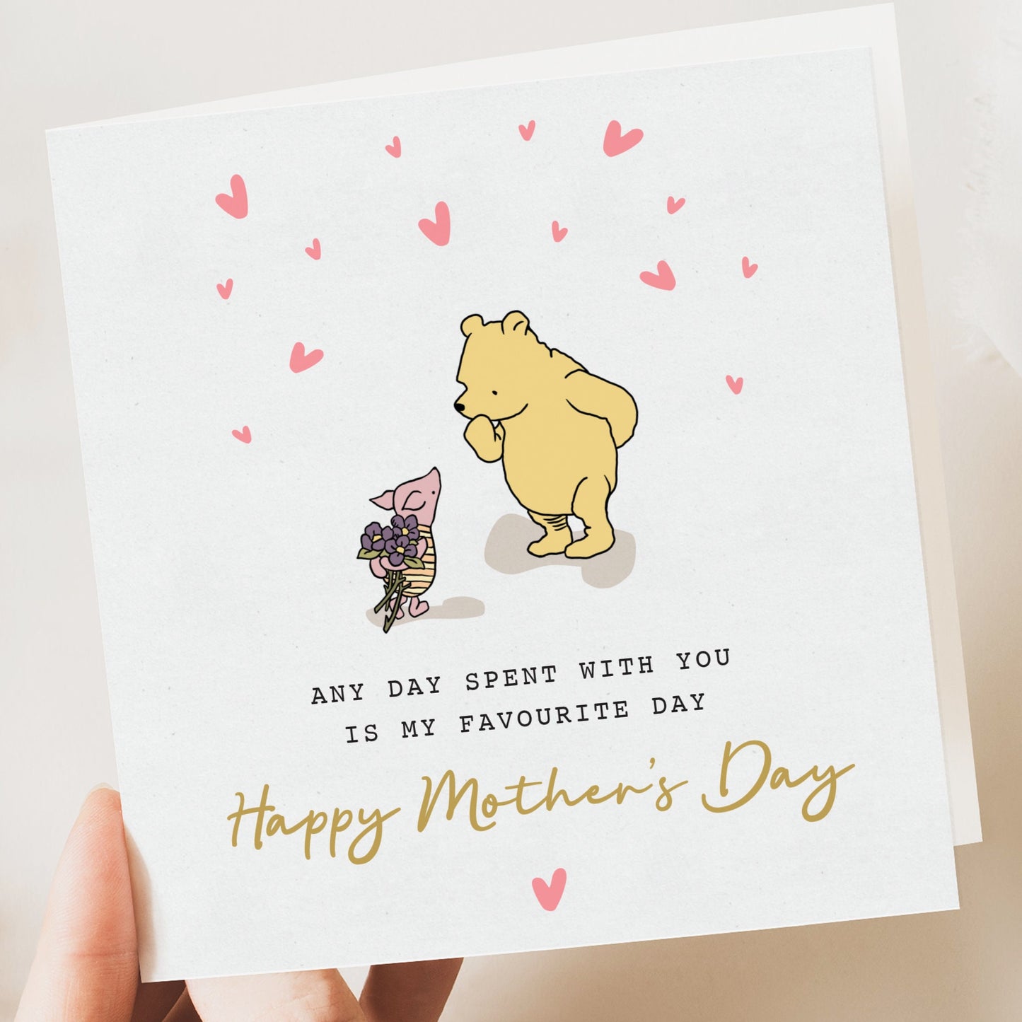 Birthday card for mum, mothers day card,Cute Winnie the pooh card | mummy card from daughter