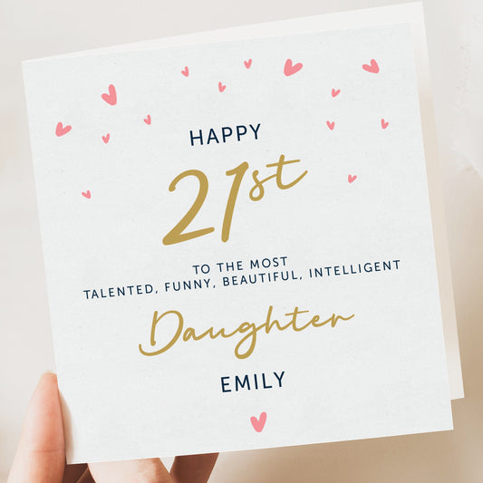 Daughter Birthday Card, Personalised Birthday Card for Daughter, 21st Milestone birthday Card, Birthday card for niece