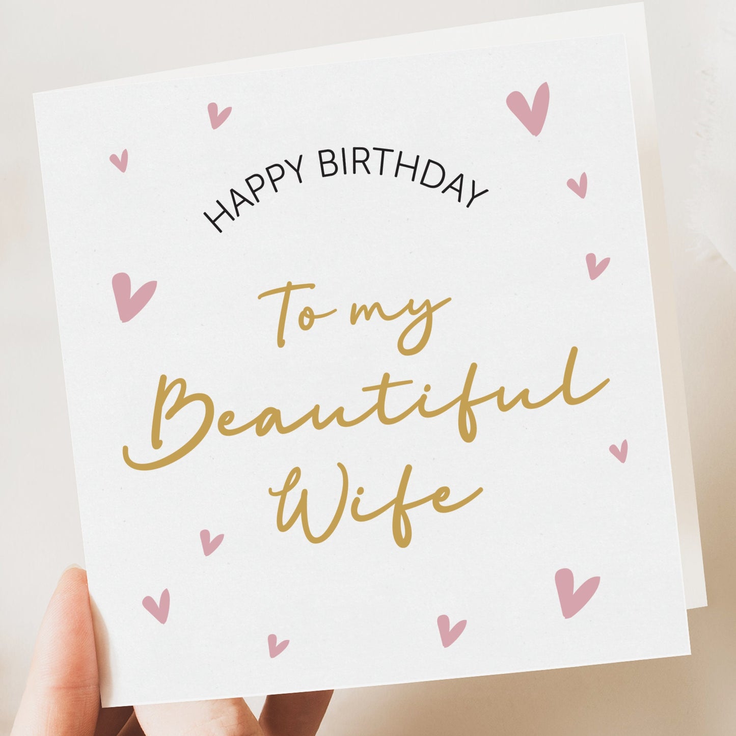 Birthday Card For Wife, Simple elegant card, To Wife, Happy Birthday Wife, Birthday Card Romantic