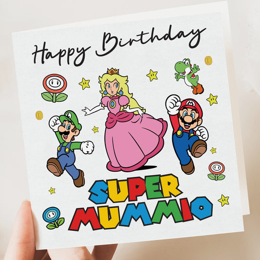 Birthday Card for Mum | Funny Birthday Card | Mummio Card | Super Mario | Fun Birthday Day Card | Birthday Day Gift Mum | Funny Card her