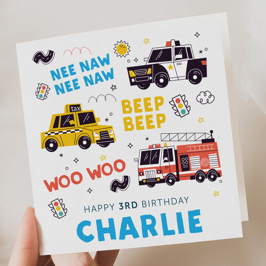 Boys birthday card, truck card for son, grandson, nephew, any age card, boy card, personalised car birthday card,