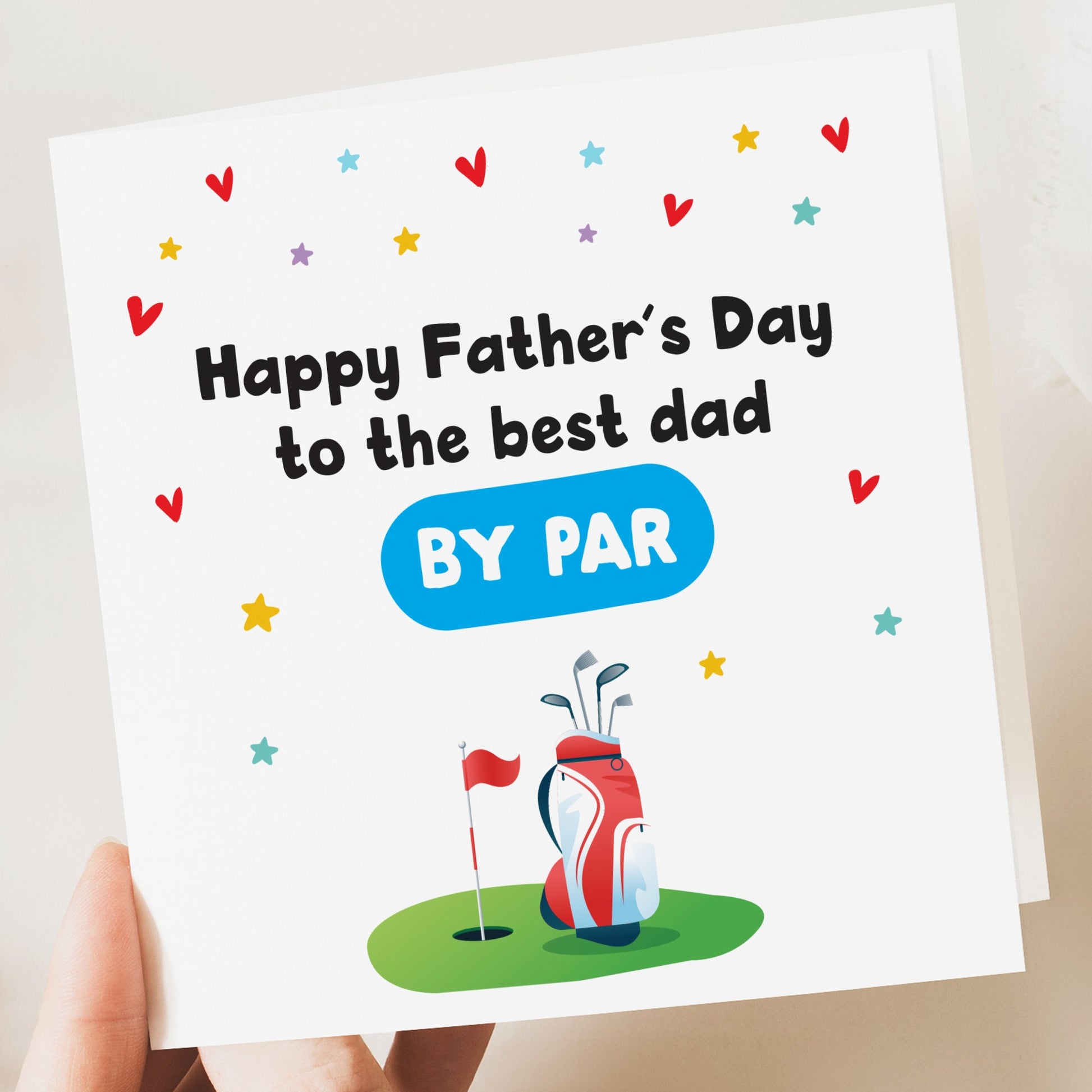 Best Dad by par fathers day card, Personalised Father’s Day Gift, Golf card from daughter or son