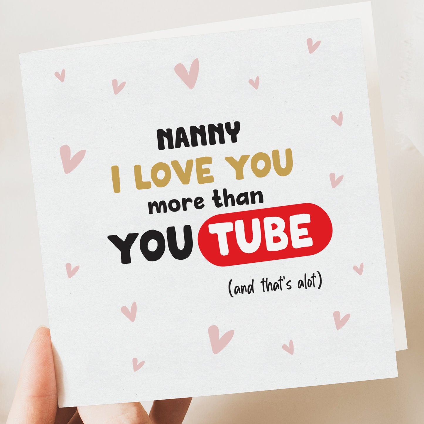 Nanny I love you more than Youtube, funny Nanny day card, Birthday card Nanny, Nanny mother’s day card, card from daughter, son, nana