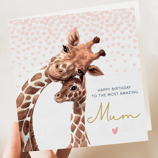 Amazing mum birthday card, mothers day cards, birthday card for mum, happy birthday card, ma, mo, giraffe card