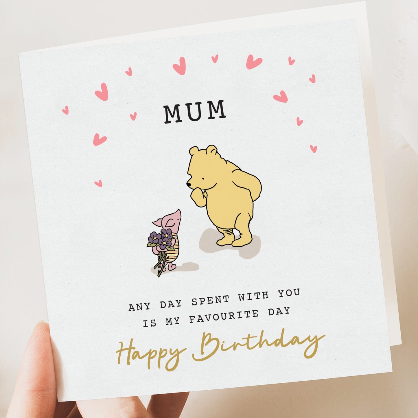 Birthday card for mum, mothers day card,Cute Winnie the pooh card | mummy card from daughter