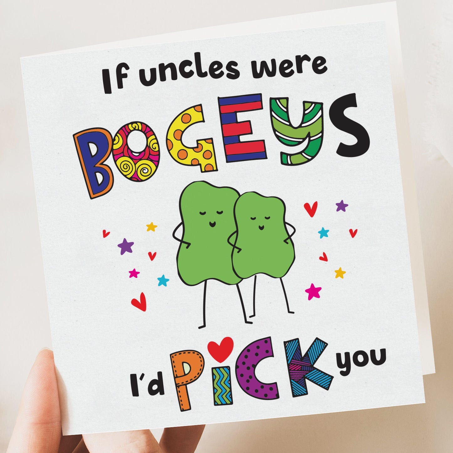 Funny Uncle Birthday Card - If Uncles Were Bogeys, I'd Pick You, We'd Pick You