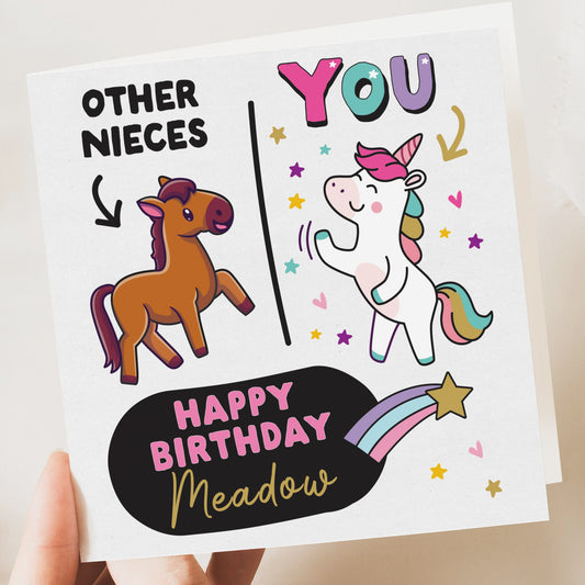 Niece Birthday Card, Personalised Birthday Card for Niece, birthday Card, Funny Niece Birthday Card - Happy Birthday Niece - Unicorn Card