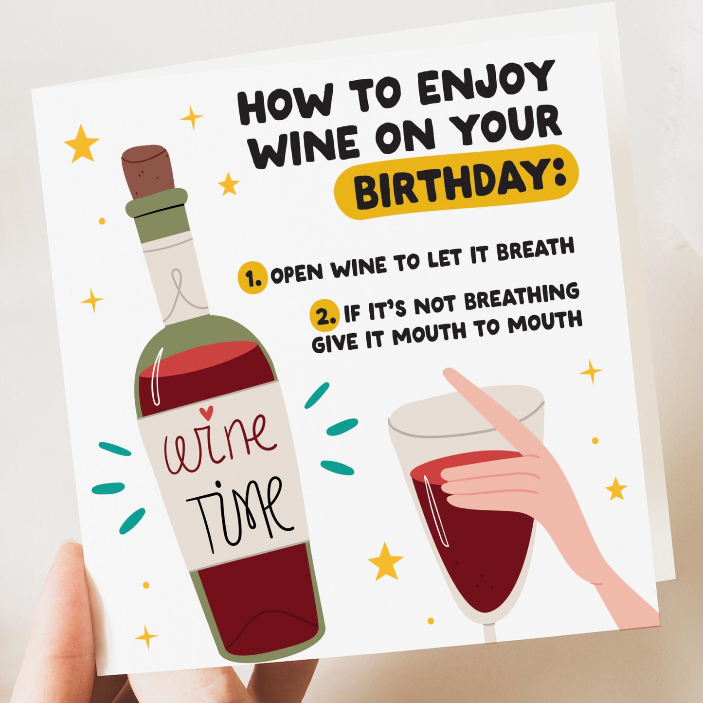 funny birthday card, Wine, friend, boyfriend, girlfriend, Drink, birthday, wife, husband, fiancee, funny card for him, her