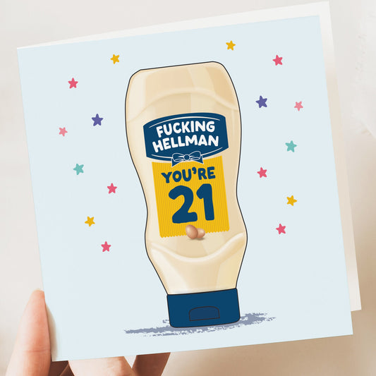 21st funny birthday card | Hellmans Mayo, twenty one funny birthday card for him, her, funny, friend card, birthday card, silly card