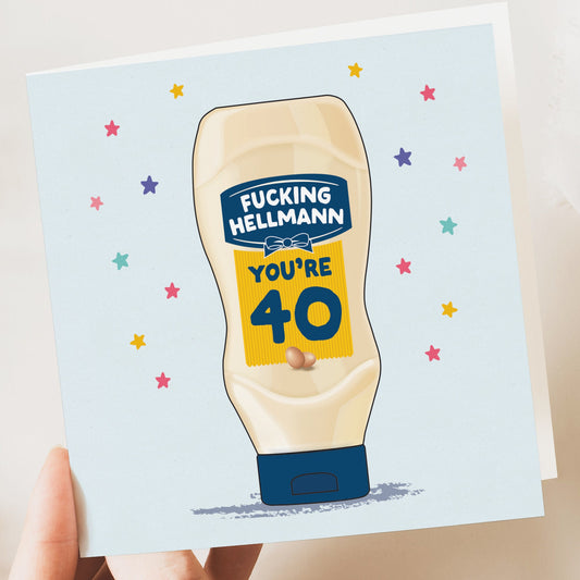 40th Birthday Card | Funny 40th Birthday Card | HELLMANS MAYO Funny Card | Fun Birthday Day Card | 40th Birthday Gift | Funny Card