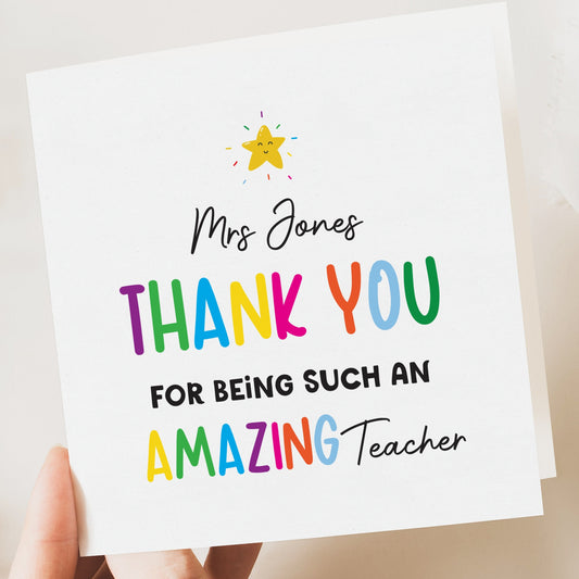 Thank You Card Personalised, Thank You For Being an amazing - Teacher, Mentor, Friend, End Of School, teaching assistant, card for him