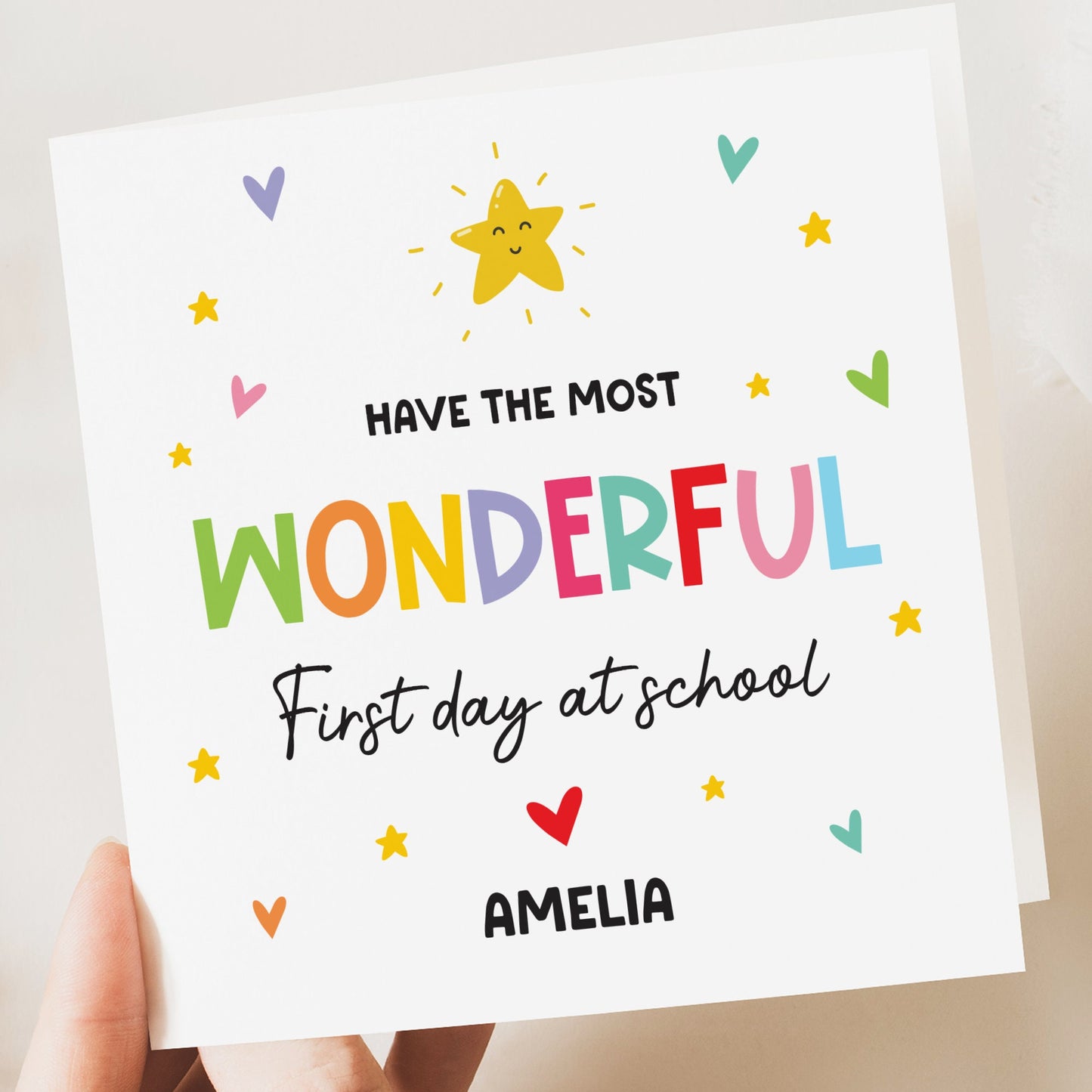 Personalised first day at school, good luck card