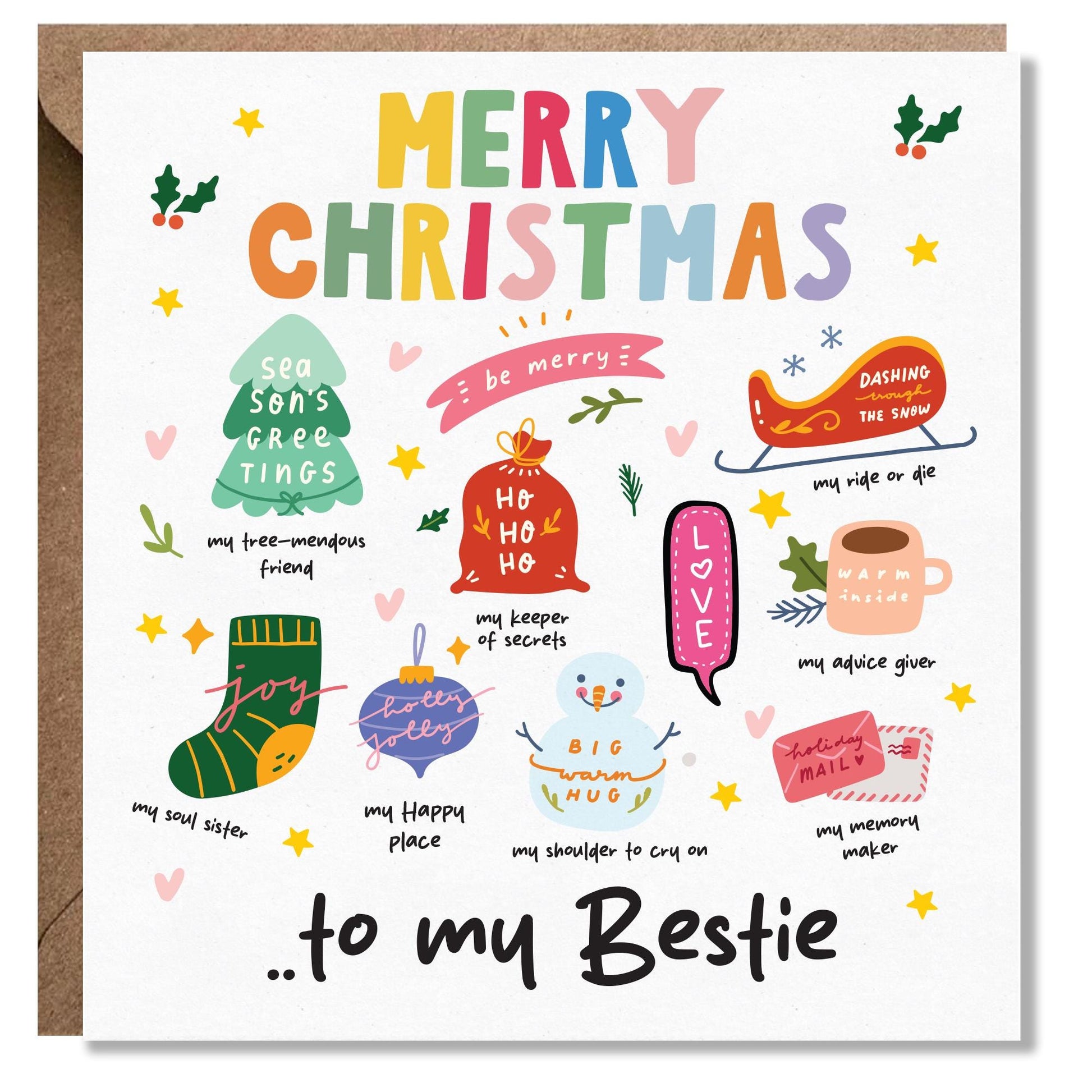 Bestie, Best Friend, Sister Christmas Card, Funny Quote Christmas Card