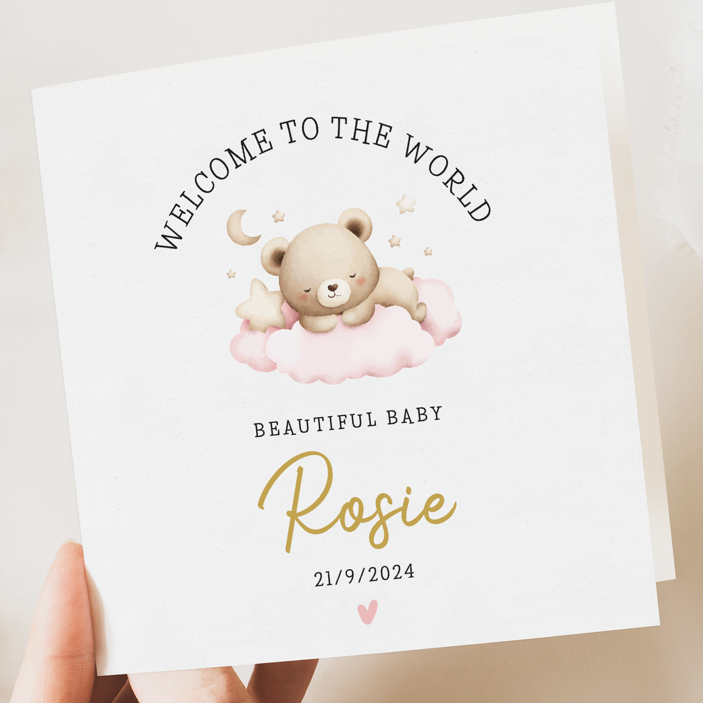 Personalised New Baby Card – Cute Sloth Sleeping on the Moon