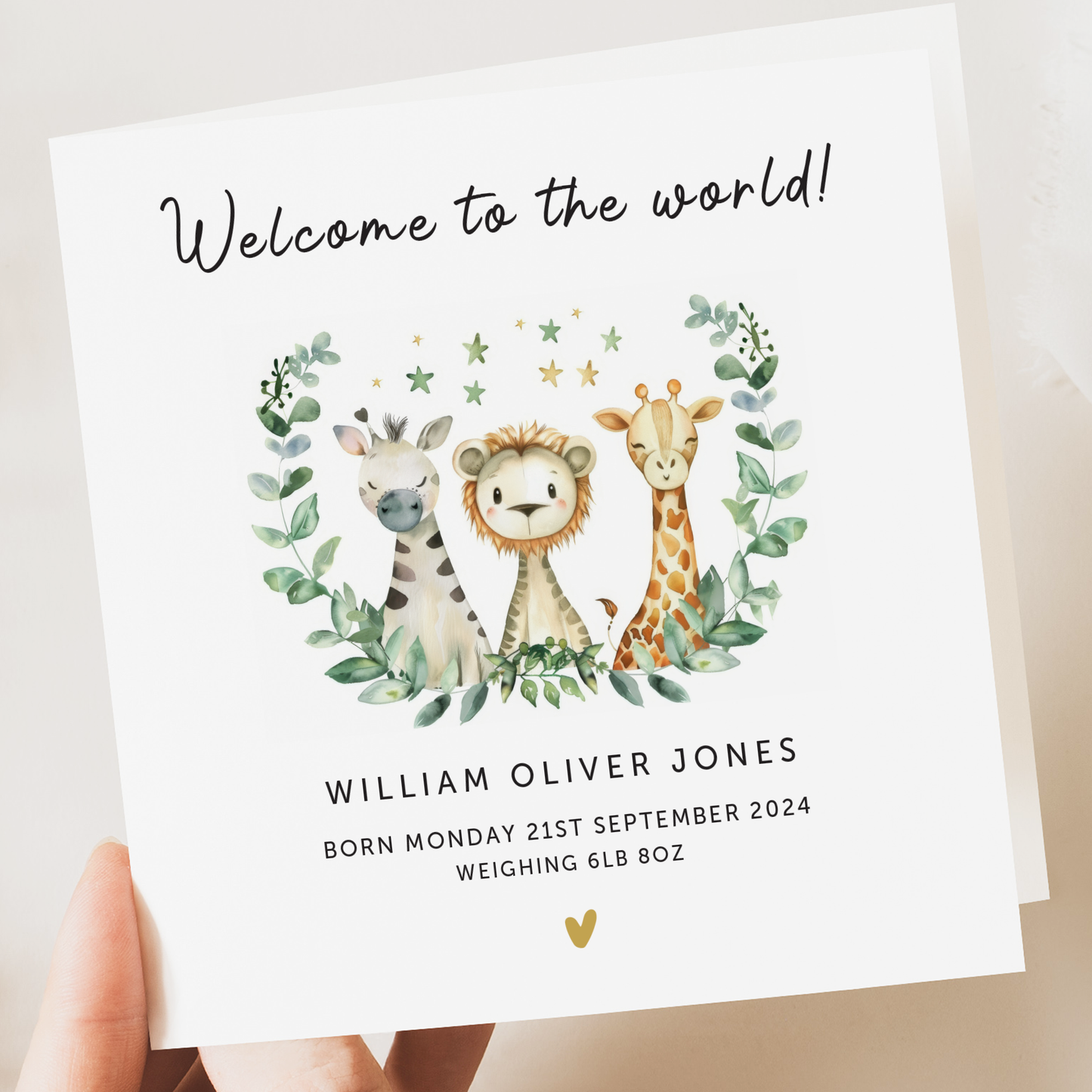 Personalised New Baby Card – Cute Sloth Sleeping on the Moon