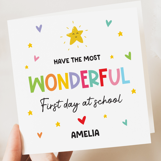 Colourful Back to School, First Day personalised card (Copy)